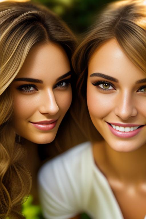 Image: Skirt nbrmodelstwo Two Top Models ethnicitycaucasian Caucasian positionsmiling Smiling backgroundgarden Garden artstylehyperdetailed Hyper Detailed cameraextremecloseup Extreme CloseUp camerafacecloseup Face CloseUp