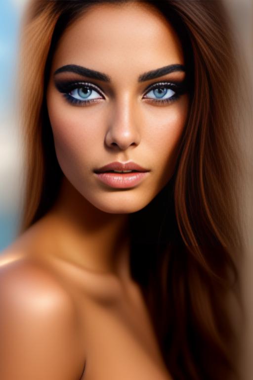 Image: moroccan top model  goergeous dark blue eyes face close up in bath