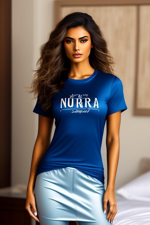 Image: pants  female nbrmodels One Top Model nbrmodels Two Top Models ethnicity Moroccan dress Sexy TShirt background Bedroom artStyle Ultra Detailed Camera Extreme CloseUp