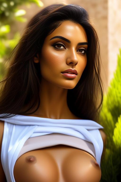 Image: nbrmodelsone One Top Model ethnicitymoroccan Moroccan dressshirtlift Shirtlift heighttall Tall backgroundgarden Garden artstylehyperdetailed Hyper Detailed camerafacecloseup Face CloseUp camerafaceextremecloseup Face Extreme CloseUp shirtliftv309