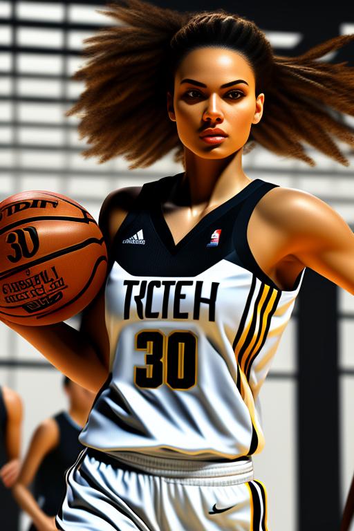 Playing basketball, female , nbr_models_three Three Top Models, ethnicity_caucasian Caucasian, art_style_hyper_detailed Hyper Detailed, camera_close_up Close-Up