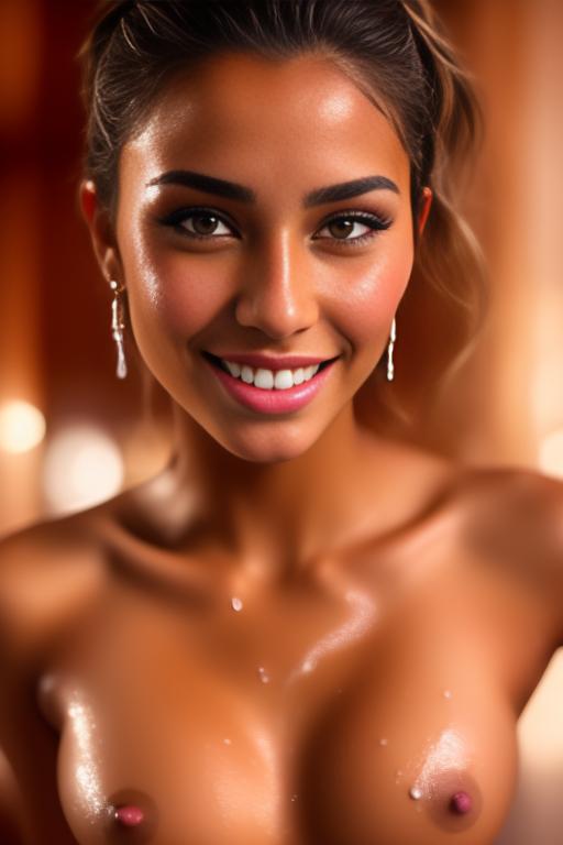 Image: top model  tanned Art Style bestquality hyperdetailed ultradetailed Ethnicity Moroccan Dressqty cumshot4903sperm cum on face Camera extreme closeup Nsfw nsfw smile