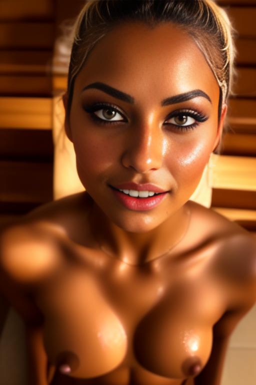 Image: one woman top model tanned Art Style bestquality face extreme focus closeupeyes close up  hyperdetailed ultradetailed  Ethnicity Moroccan top model top model mascara sauna  dresscumshot4905 cum on face  beautifull open eyes penis cum smile dressCreampie