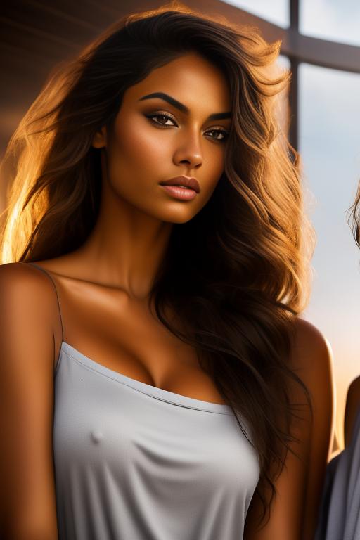Image: two woman top models cudling touching  tanned Art Style bestquality hyperdetailed ultradetailed Ethnicity Moroccan  Camera face extreme closeup eyes  hair long  sauna black towel  tshirt joggings  dressshirttug1 shirt tug