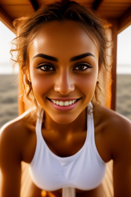Image: one woman top model tanned Art Style bestquality camera shot face extreme closeup hyperdetailed ultradetailed Ethnicity Moroccan   sauna  white sports apparel  smiling holding touching positionTitfuckRealistic03 1 boy penis titfuck