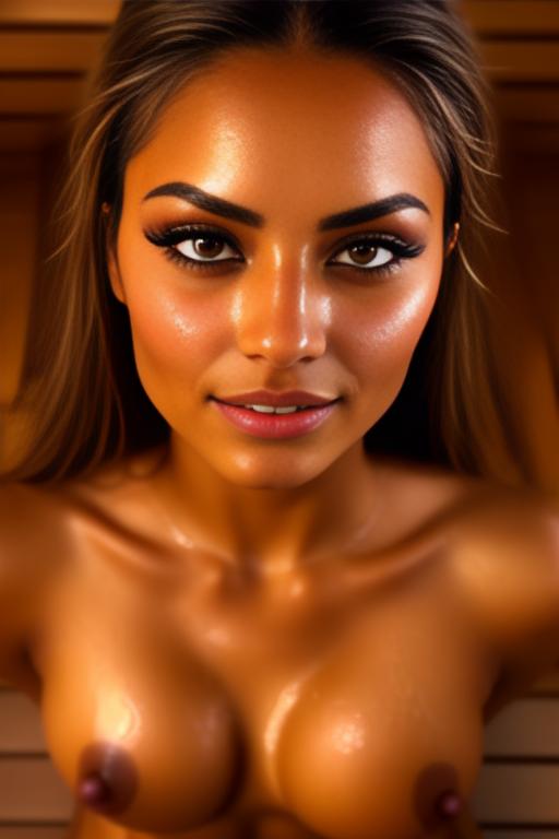 Image: one woman top model tanned Art Style bestquality face extreme focus closeupeyes close up  hyperdetailed ultradetailed  Ethnicity Moroccan top model top model mascara sauna  dresscumshot4905 cum on face  beautifull open eyes penis cum smile dressCreampie