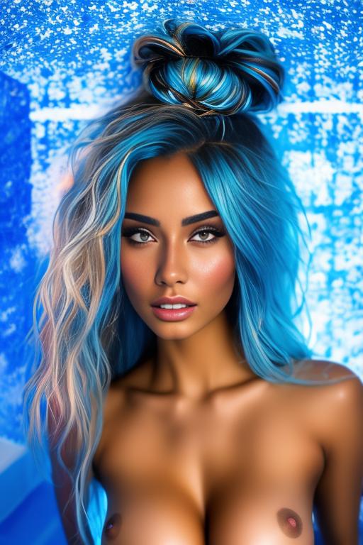 Image: artStylebestquality hyperdetailed ultradetailed   hair Color electricBlue  backgroundHot tub           nbrmodels  female  top model ethnicity tanned  Moroccan nsfwnsfw    dressCreampie Cameracloseup positionahegaorollingeyes05 ahegao Cameraface extreme closeup