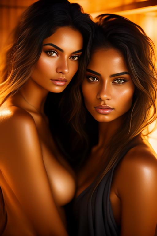 Image: two woman top models cudling touching  tanned Art Style bestquality hyperdetailed ultradetailed Ethnicity Moroccan  Camera face extreme closeup eyes  hair long  sauna black towel  tshirt joggings  dressshirttug1 shirt tug