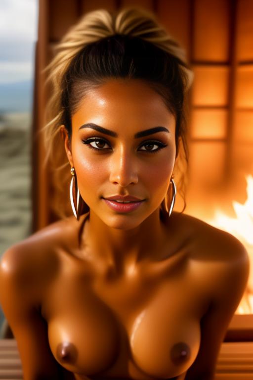 Image: one woman top model tanned Art Style bestquality face extreme focus closeupeyes close up  hyperdetailed ultradetailed  Ethnicity Moroccan top model  sauna  dresscumshot4903 cum on face  beautifull open eyes penis cum smile