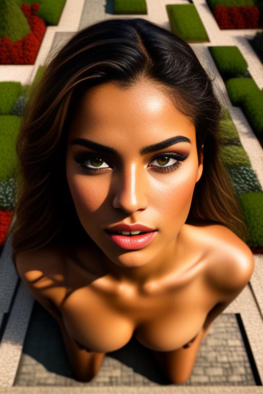 Image: From above camera open mouth nbrmodelsone One Top Model ethnicitymoroccan Moroccan dresshalfnaked Half Naked positionteasing Teasing positionkneeling Kneeling heighttall Tall backgroundgarden Garden artstylehyperdetailed Hyper Detailed camerafacecloseup Face CloseUp camerafaceextremecloseup Face Extreme CloseUp