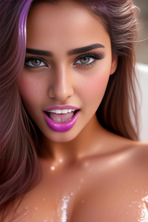 Image: moroccan adults top models  goergeous eyes beautifull hair top model face and hair face extreme close up shot in purple bath seduced look wet moaning open mouth smile  happy  cum in face wet wet