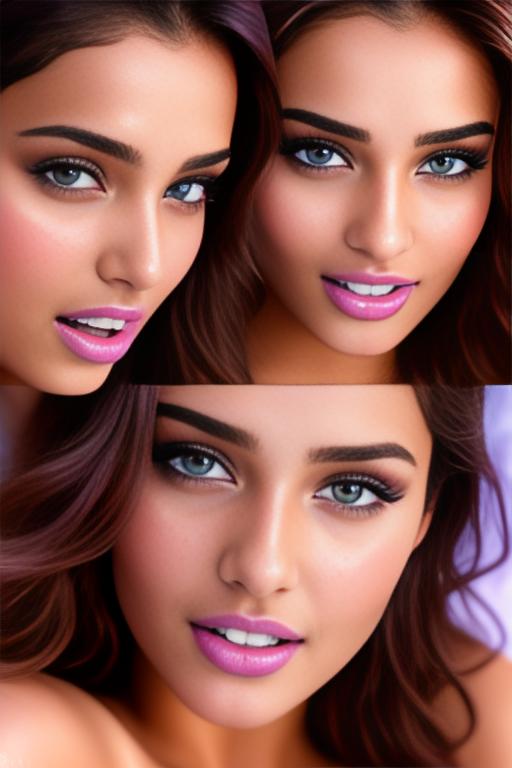Image: two moroccan adults top models  goergeous eyes beautifull hair top model face and hair face extreme close up shot in purple bath seduced look wet moaning open mouth smile  happy  cum in face wet wet