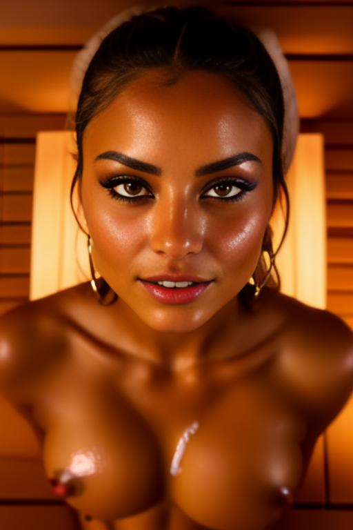Image: one woman top model tanned Art Style bestquality face extreme focus closeupeyes close up  hyperdetailed ultradetailed  Ethnicity Moroccan top model  sauna  dresscumshot49045 cum on face  beautifull open eyes penis cum smile dressCreampie