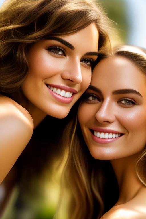 Image: S nbrmodelstwo Two Top Models ethnicitycaucasian Caucasian positionsmiling Smiling backgroundgarden Garden artstylehyperdetailed Hyper Detailed cameraextremecloseup Extreme CloseUp camerafacecloseup Face CloseUp