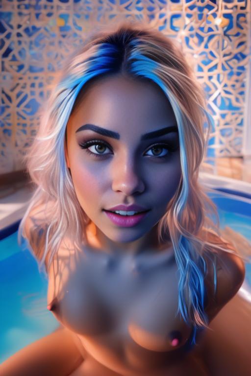Image: artStylebestquality hyperdetailed ultradetailed   hair Color electricBlue  backgroundHot tub           nbrmodels  female  top model ethnicity tanned Moroccan nsfwnsfw dresscumshot49045 cum on face  Cameraface closeup  sperrm cum