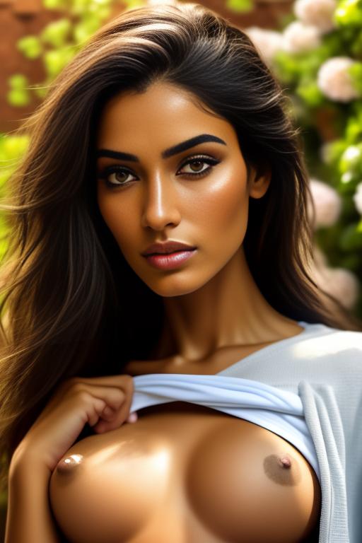 Image: nbrmodelsone One Top Model ethnicitymoroccan Moroccan dressshirtlift Shirtlift heighttall Tall backgroundgarden Garden artstylehyperdetailed Hyper Detailed camerafacecloseup Face CloseUp camerafaceextremecloseup Face Extreme CloseUp shirtliftv309