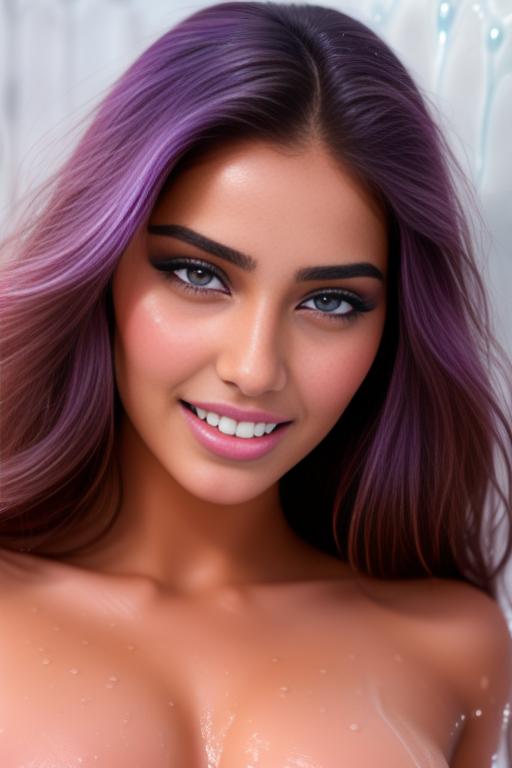 Image: moroccan adults top models  goergeous eyes beautifull hair top model face and hair face extreme close up shot in purple bath seduced look wet moaning open mouth smile  happy  cum in face wet wet