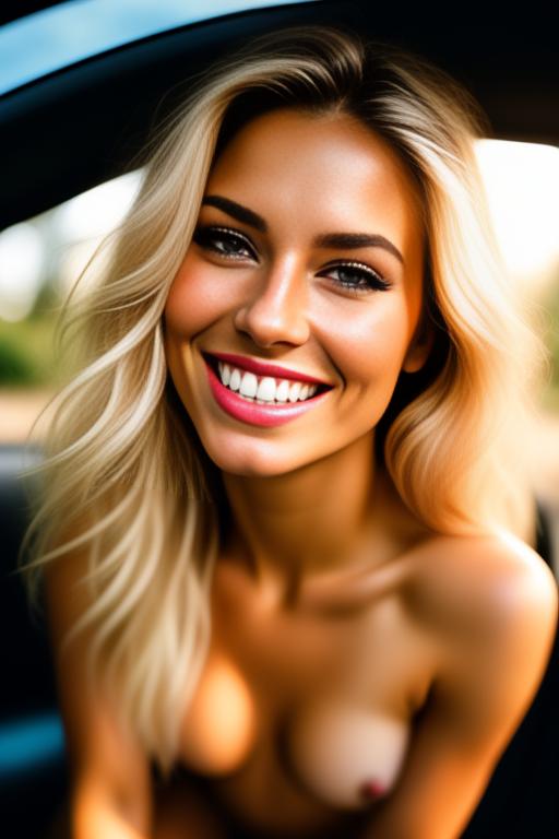 Image: blonde  nbrmodelsone One Top Model ethnicitycaucasian Caucasian dressnaked Naked positionsmiling Smiling positionlickingoral Lickingoral backgroundcar Car backgroundgarden Garden artstylehyperdetailed Hyper Detailed camerafacecloseup Face CloseUp camerafaceextremecloseup Face Extreme CloseUp LickingOralLoRA06