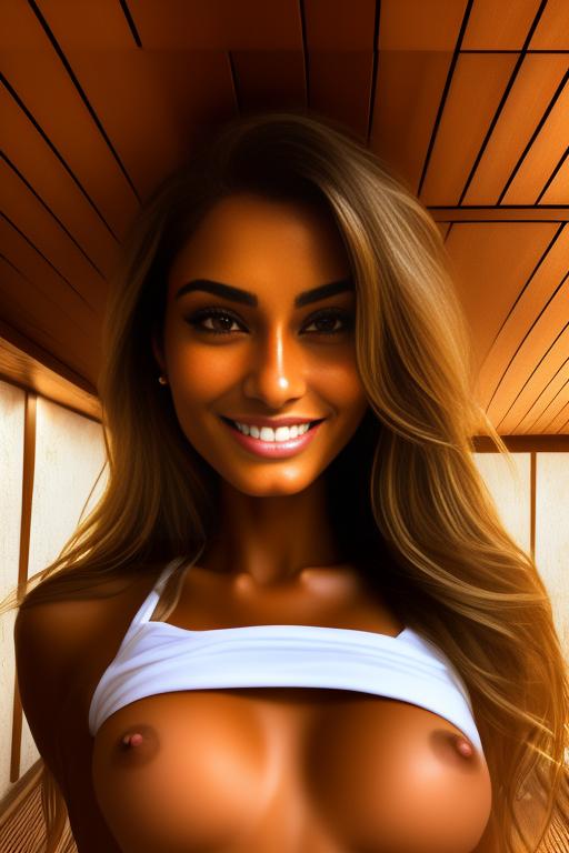 Image: two woman top model tanned Art Style bestquality camera shot face extreme closeup hyperdetailed ultradetailed Ethnicity Moroccan   sauna  white sports apparel  smiling holding touching dressshirtliftv309 shirtlift artStylebestquality hyperdetailed ultradetailed nsfwnsfw