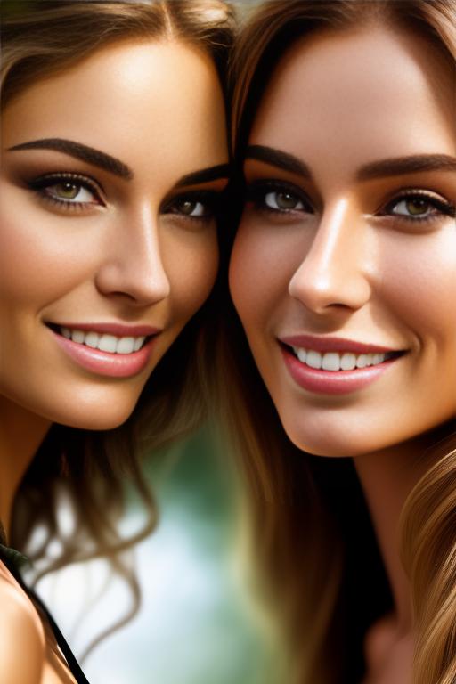 Image: S nbrmodelstwo Two Top Models ethnicitycaucasian Caucasian positionsmiling Smiling backgroundgarden Garden artstylehyperdetailed Hyper Detailed cameraextremecloseup Extreme CloseUp camerafacecloseup Face CloseUp