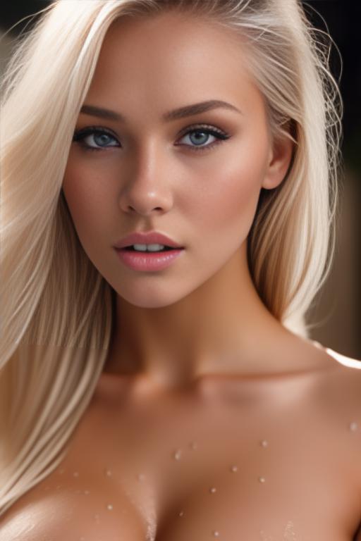 Image: two russian blondes top models sexy  close up from close above  boobps face close up sperm and wet covered