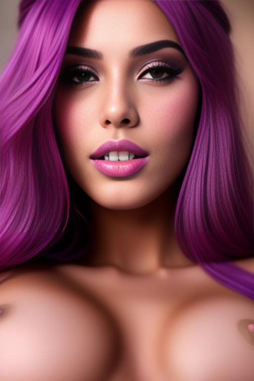 Image: moroccan sexy top model close up blue and red long hair  bonde and pink purple hairclose face shot closed eyes teasing look boobs spreading legs pussy